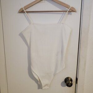 Topshop Ribbed Cami/ Tank Bodysuit White Women's Size 12